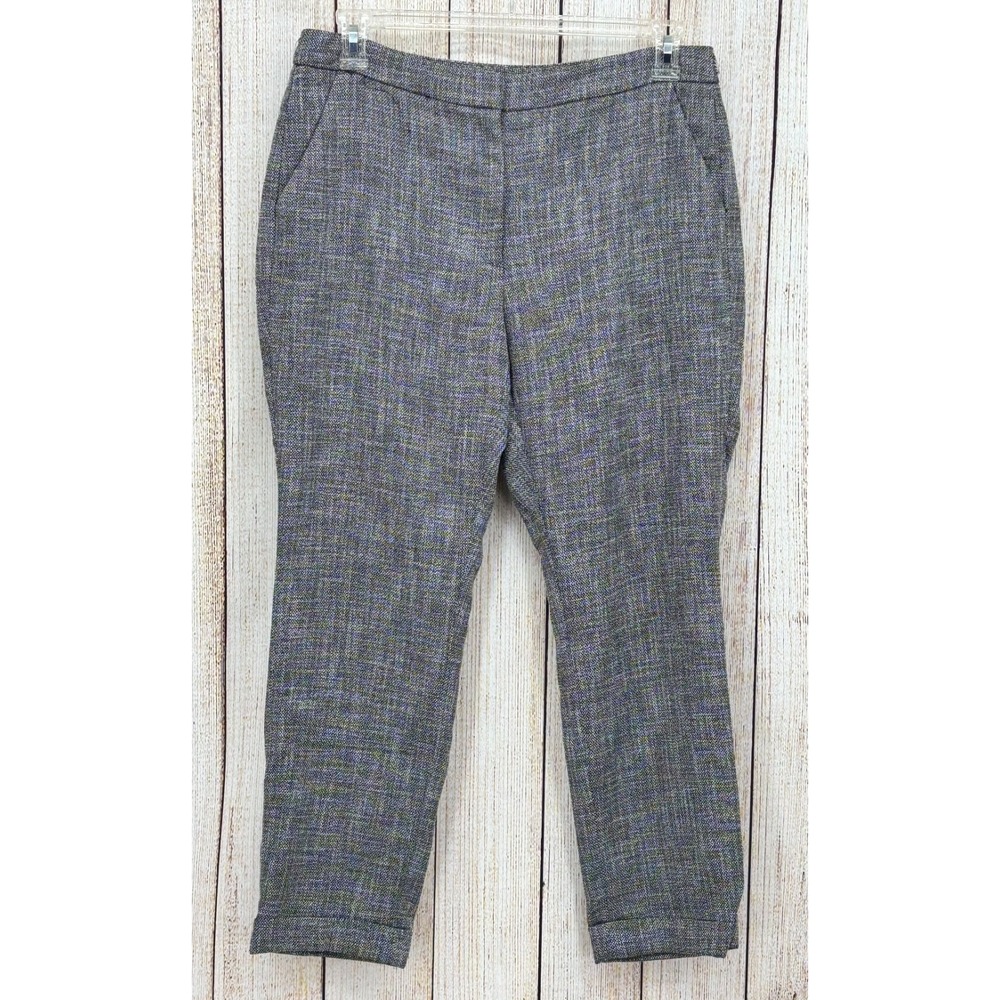 White House Black Market The Slim Ankle Pants Size 12 Gray Tweed Textured